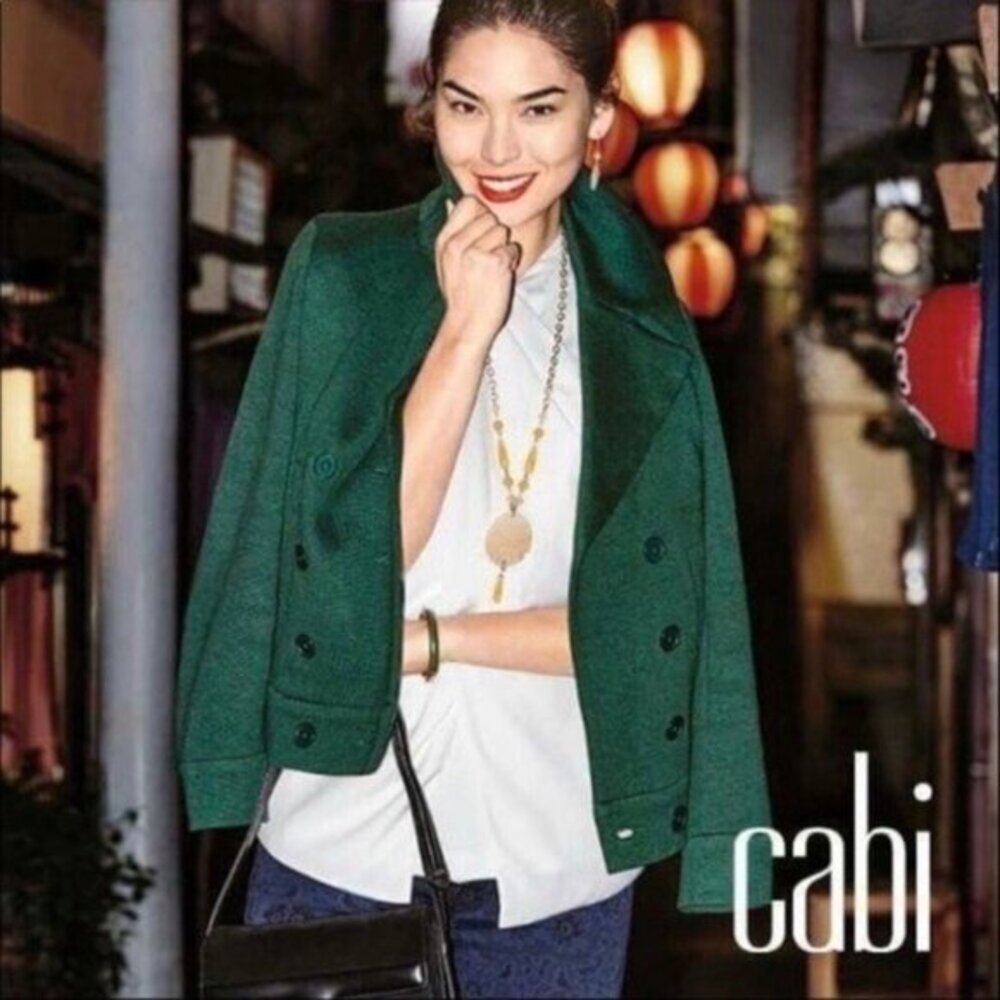Cabi Pea Coat Jacket XS Button V Neck 3159 Long Sleeve Top Carol Love
